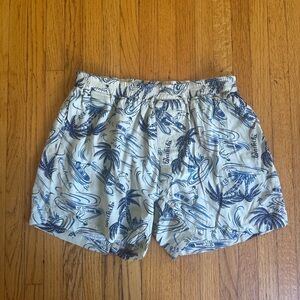 R13 Tropical Surf Print Pull On Shorts Beige Blue XS